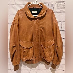 Sawyer Vintage Men’s Genuine Leather Full Zip Bomber Jacket